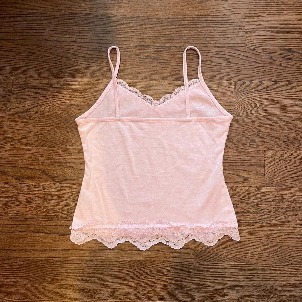 y2k pink lace trim bow detail tank small - Picture 5 of 5